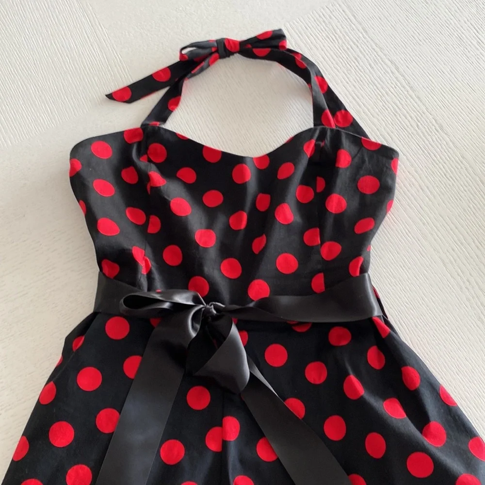 🐈‍⬛ Hearts & Roses Polka Dot Swing Dress - Picture 12 of 13